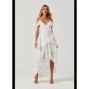 ASTR The Label Pemberley Floral High Low Dress in White Size S